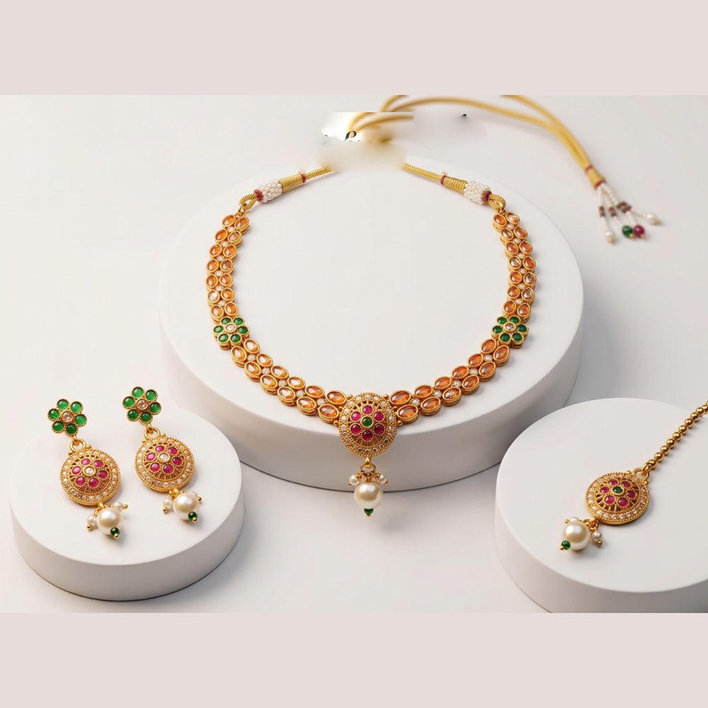 JCM Luxury Polki Kundan Stone Necklace Set for Women