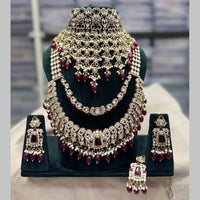 JCM Designer Polki Kundan Pearl And Beads Double Necklace Set