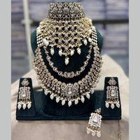 JCM Designer Polki Kundan Pearl And Beads Double Necklace Set