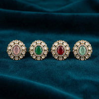 JCM Classic Royal Look Polki Kundan Stone FingerRing