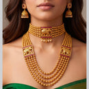 JCM Exquisite Pota Stone And Beads Double Necklace Set