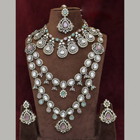 JCM Exquisite Pota Stone And Kundan Stone Double Necklace Set