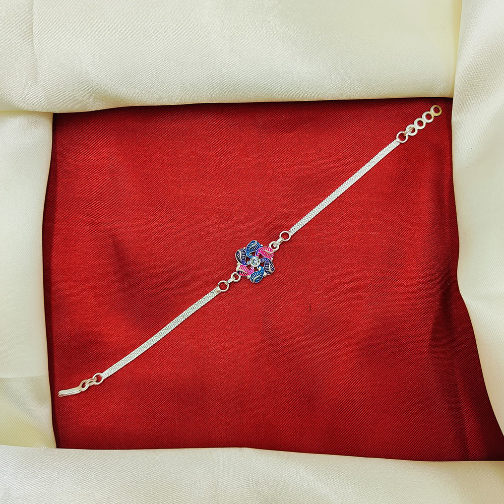 JCM Silver Tone Designer Meenakari Work Rakhi
