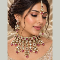 JCM Grand Kundan Stone And Beads Statement Choker Necklace Set
