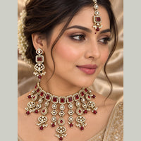 JCM Grand Kundan Stone And Beads Statement Choker Necklace Set