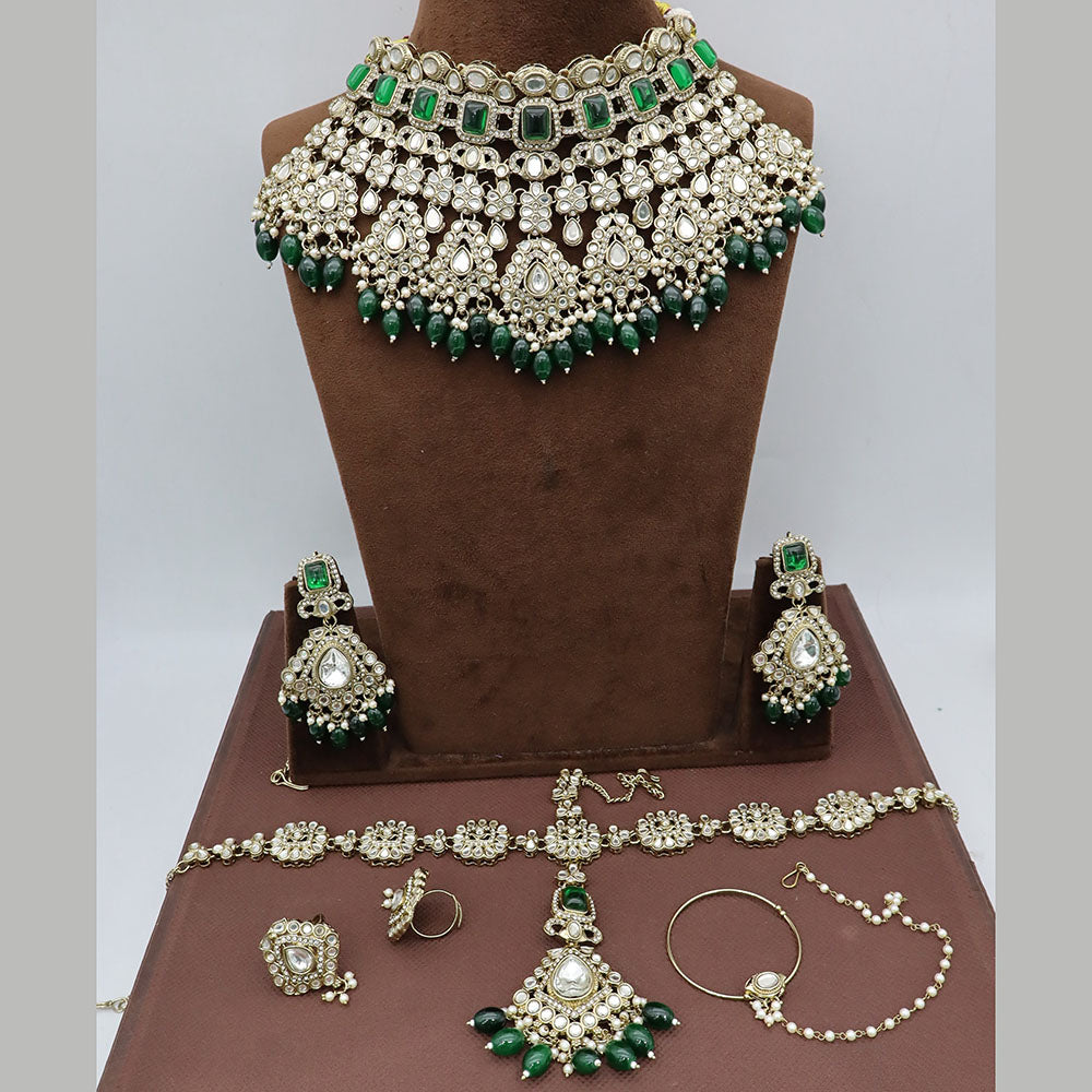 JCM Ethnic Glam Kundan Stone Beads And Pearl Semi-Bridal Jewelry Set