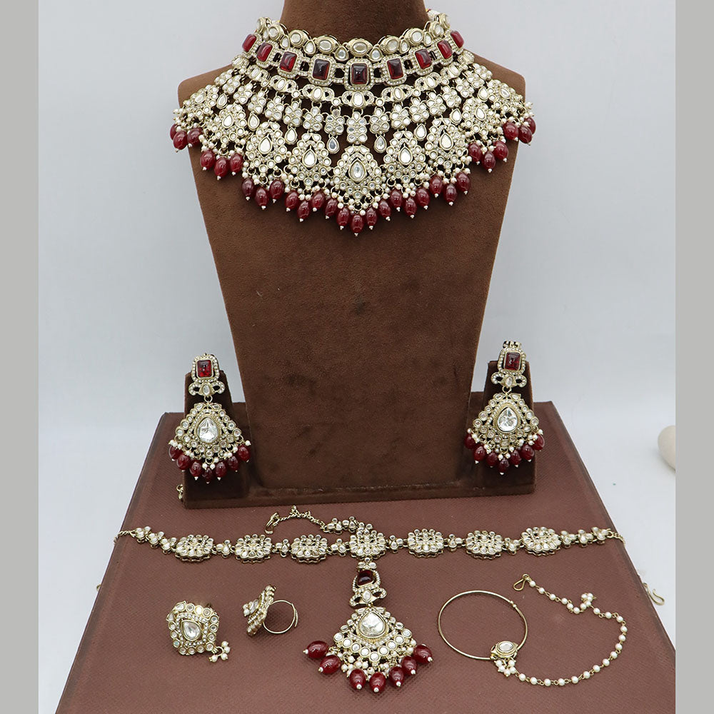 JCM Ethnic Glam Kundan Stone Beads And Pearl Semi-Bridal Jewelry Set