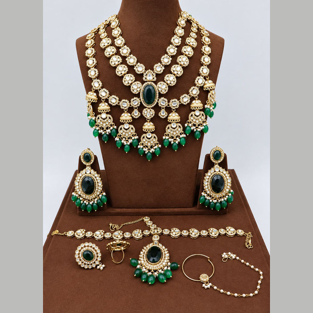 JCM Ethnic Glam Kundan Stone Beads And Pearl Semi-Bridal Jewelry Set