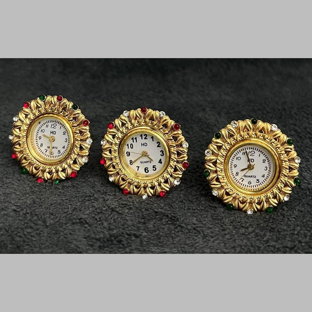 Jcm Borivali Gold Plated Austrian Stone Watch Ring