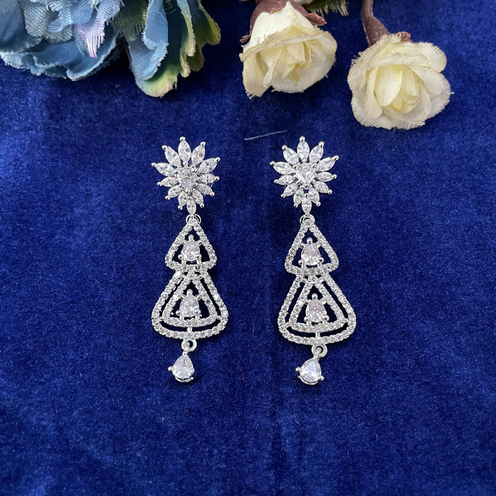 Suman Art Sparkling American Diamond Dangler Earrings
