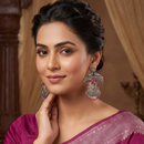 Wearhouse Fashion Oxidised Plated Pota Stone And Pearl Dangler Earrings