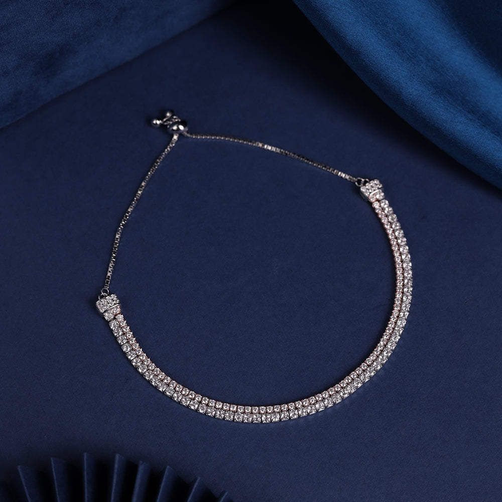 AllWell Jewellery Austrian Stone Dazzle Dual 925 Sterling Silver Necklace