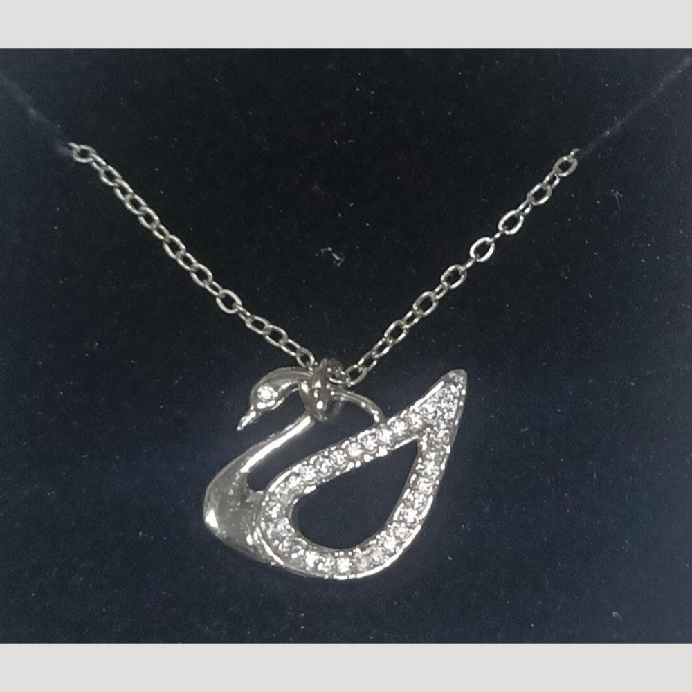 Savvy Jewellery Rhodium Plated Austrian Stone Charming Swan Shape Delicate Chain Pendant
