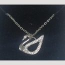 Savvy Jewellery Rhodium Plated Austrian Stone Charming Swan Shape Delicate Chain Pendant 