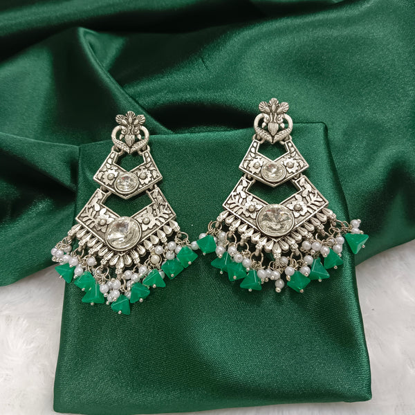 Darshana Jewels Oxidised Plated Crystal Stone Dangler Earrings