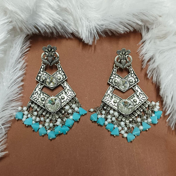 Darshana Jewels Crystal Stone Silver Plated Dangler Earrings