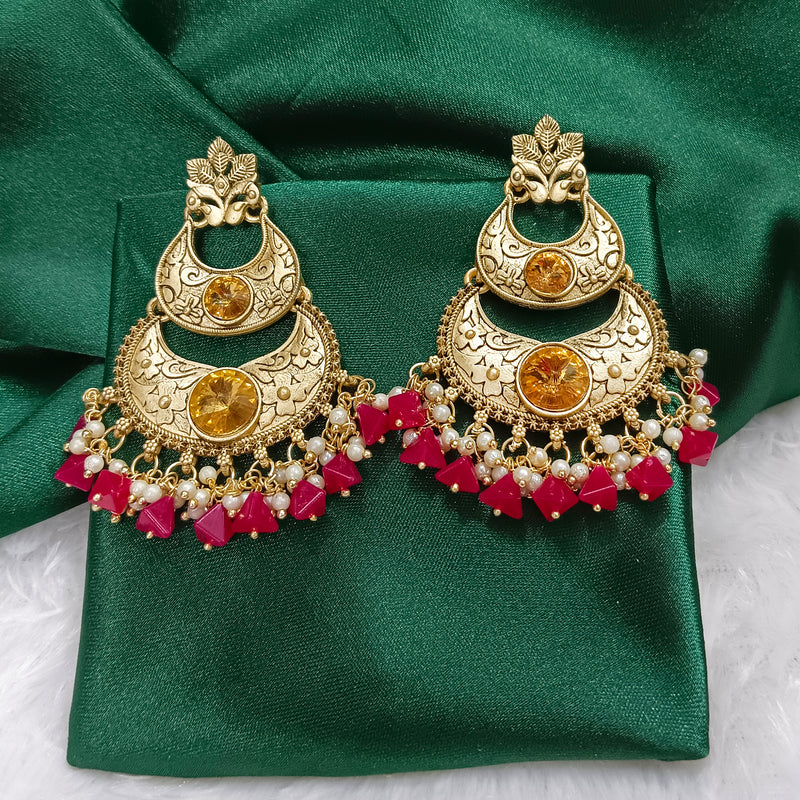 Darshana Jewels Crystal Stone Gold Plated Dangler Earrings