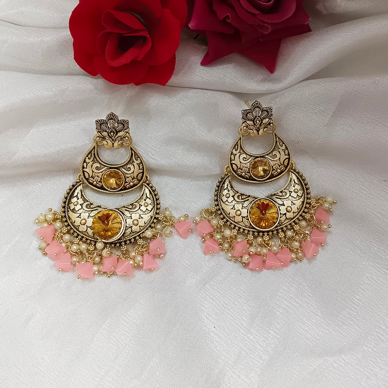 Darshana Jewels Crystal Stone Gold Plated Dangler Earrings