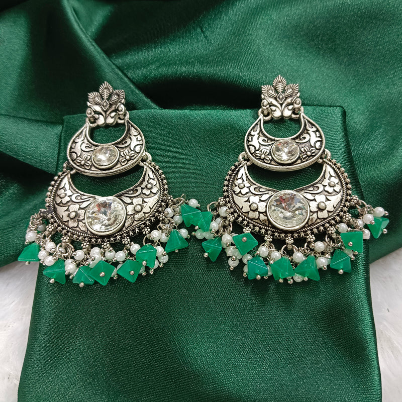 Darshana Jewels Oxidised Plated Crystal Stone Dangler Earrings