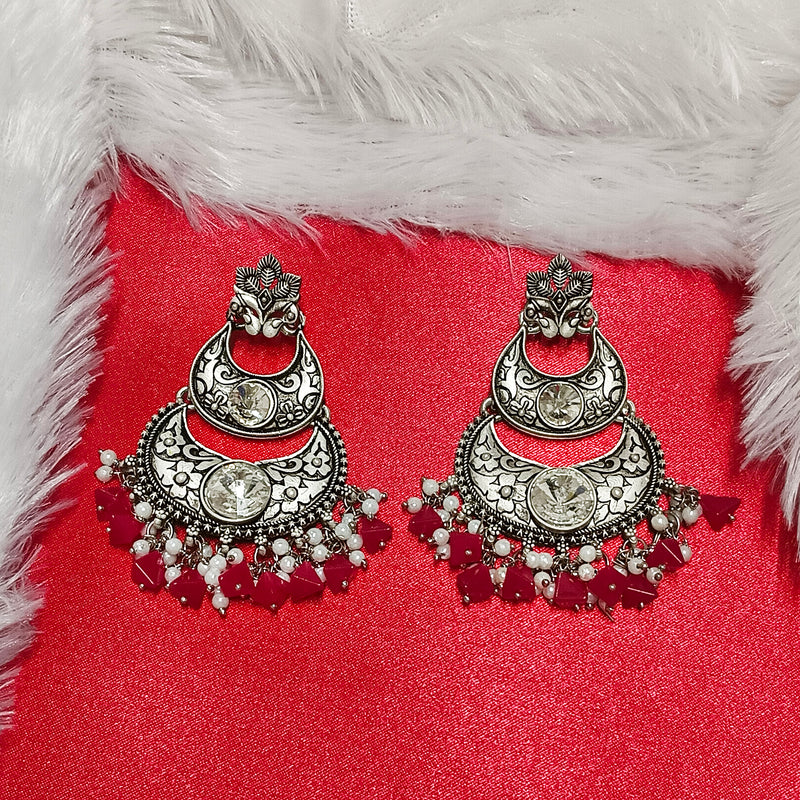 Darshana Jewels Oxidised Plated Crystal Stone Dangler Earrings