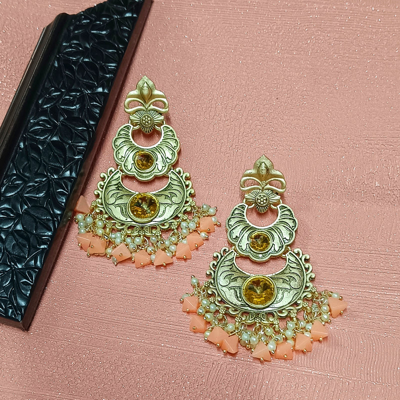 Darshana Jewels Crystal Stone Gold Plated Dangler Earrings