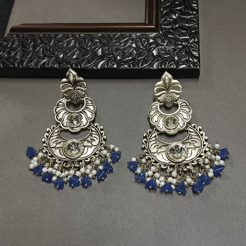 Darshana Jewels Crystal Stone Silver Plated Dangler Earrings