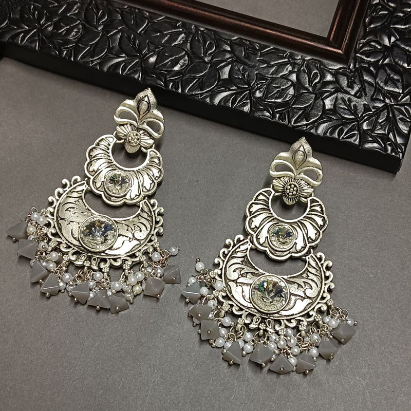 Darshana Jewels Crystal Stone Silver Plated Dangler Earrings