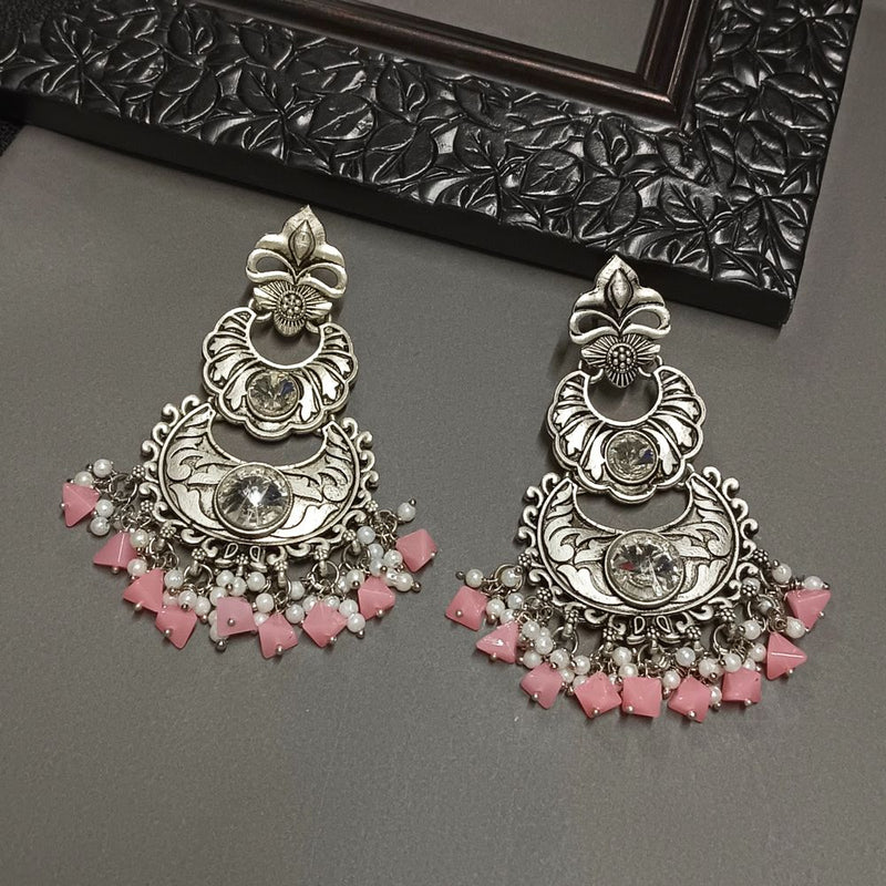 Darshana Jewels Crystal Stone Silver Plated Dangler Earrings