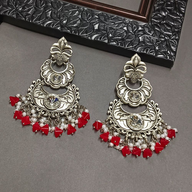 Darshana Jewels Crystal Stone Silver Plated Dangler Earrings