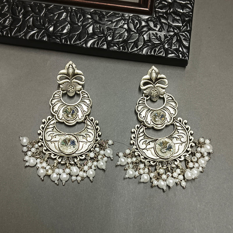 Darshana Jewels Oxidised Plated Crystal Stone Dangler Earrings