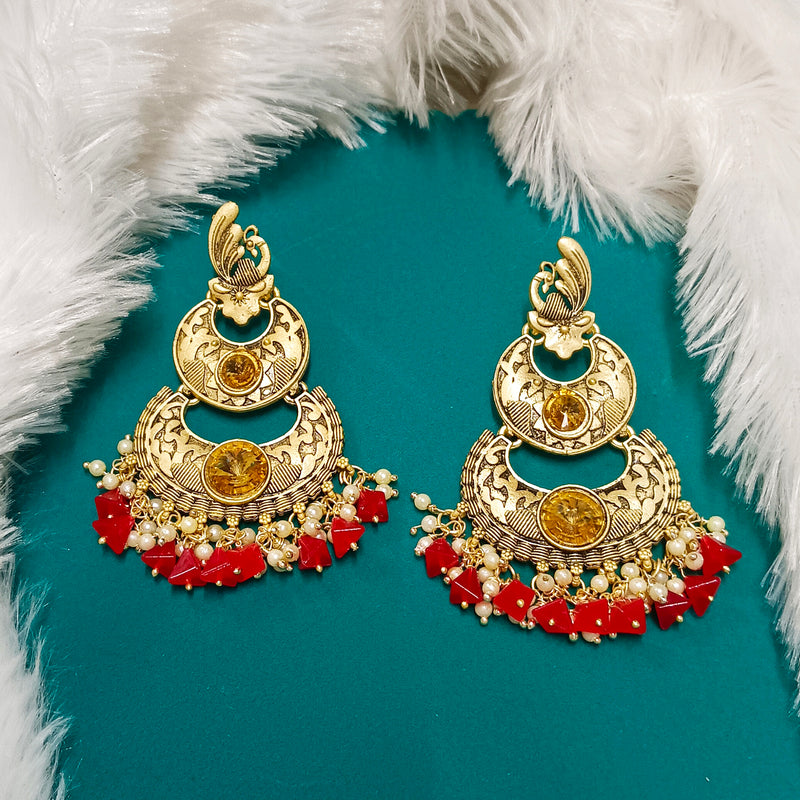 Darshana Jewels Crystal Stone Gold Plated Dangler Earrings