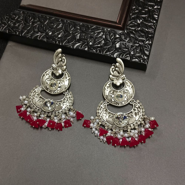 Darshana Jewels Crystal Stone Silver Plated Dangler Earrings