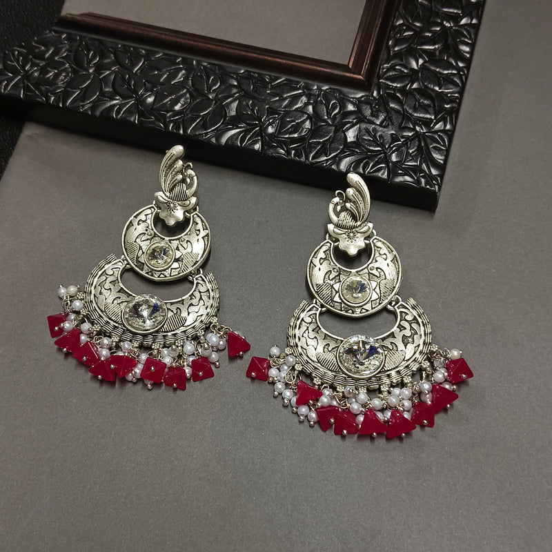 Darshana Jewels Oxidised Plated Crystal Stone Dangler Earrings