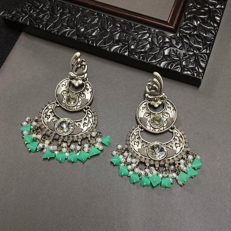 Darshana Jewels Oxidised Plated Crystal Stone Dangler Earrings