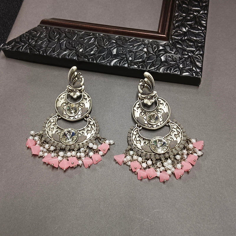 Darshana Jewels Oxidised Plated Crystal Stone Dangler Earrings