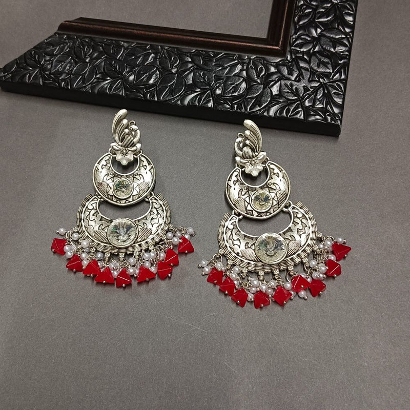 Darshana Jewels Crystal Stone Silver Plated Dangler Earrings