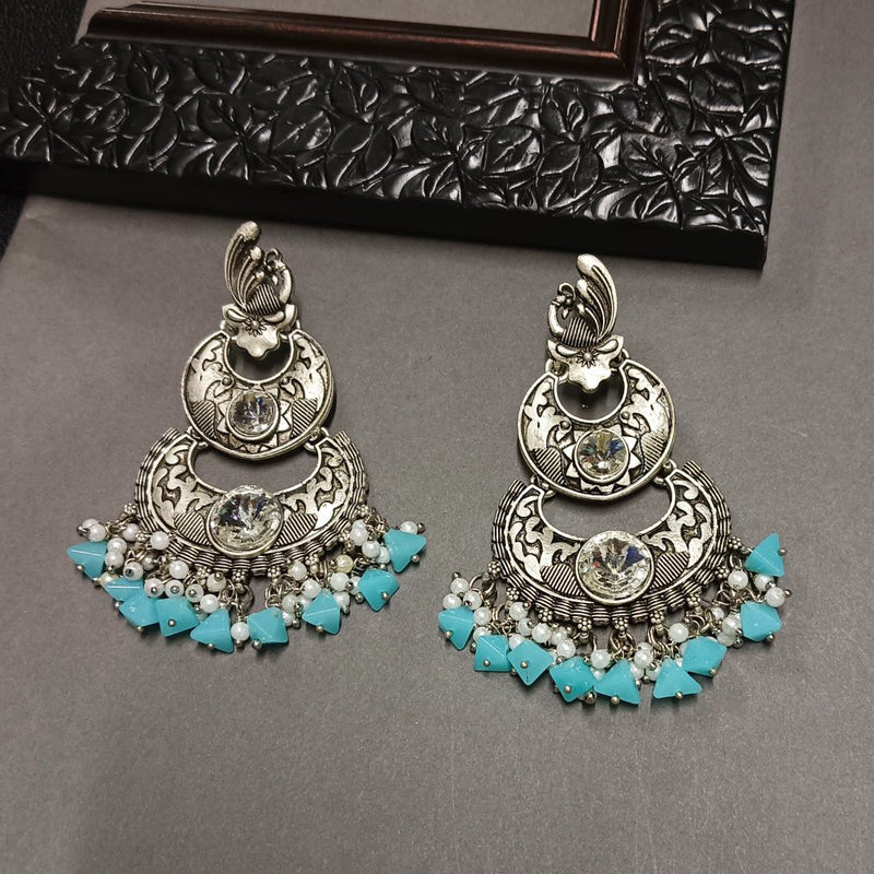 Darshana Jewels Crystal Stone Silver Plated Dangler Earrings