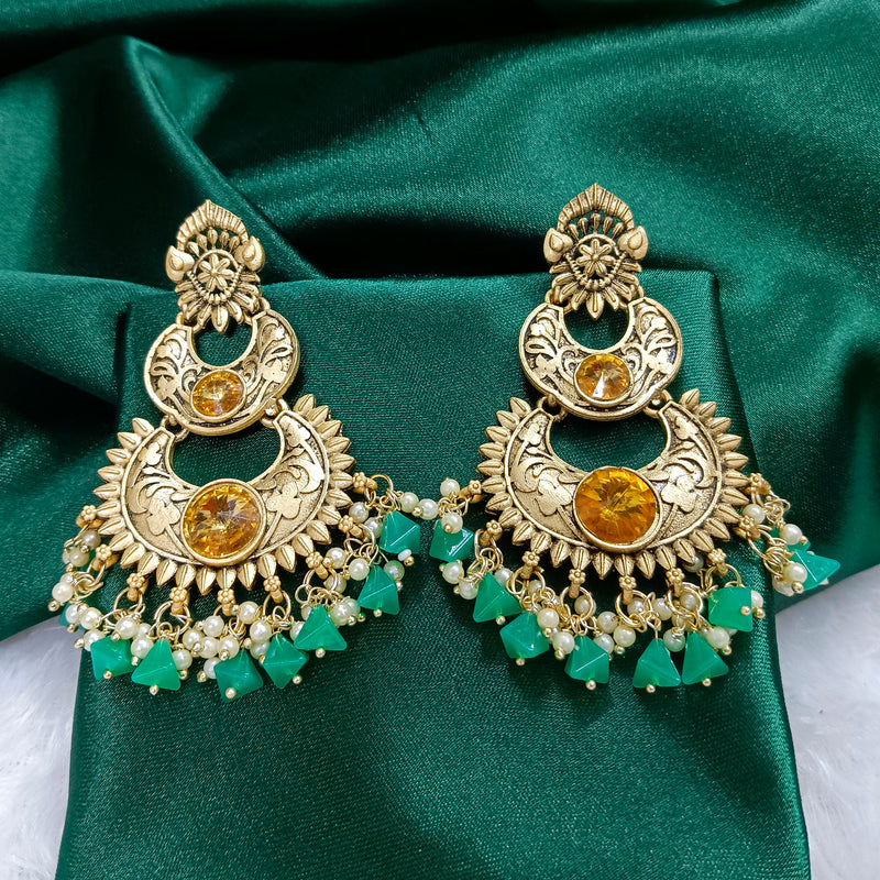 Darshana Jewels Gold Plated Crystal Stone Dangler Earrings