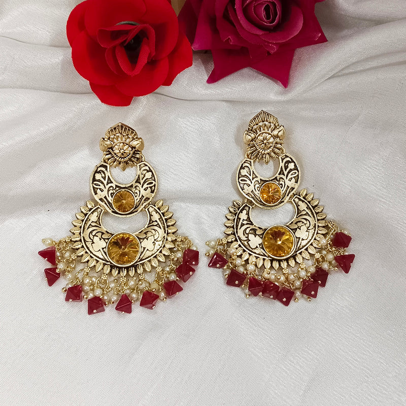 Darshana Jewels Gold Plated Crystal Stone Dangler Earrings