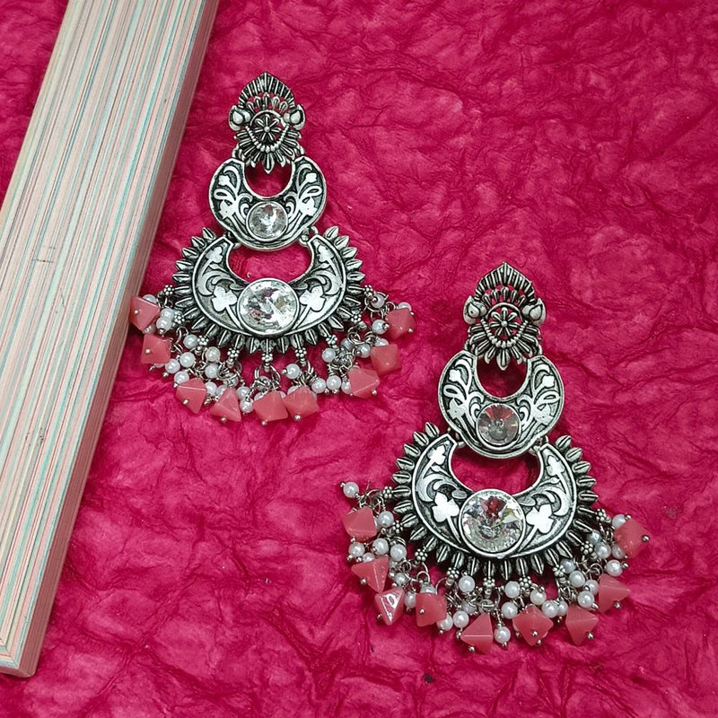 Darshana Jewels Crystal Stone Silver Plated Dangler Earrings