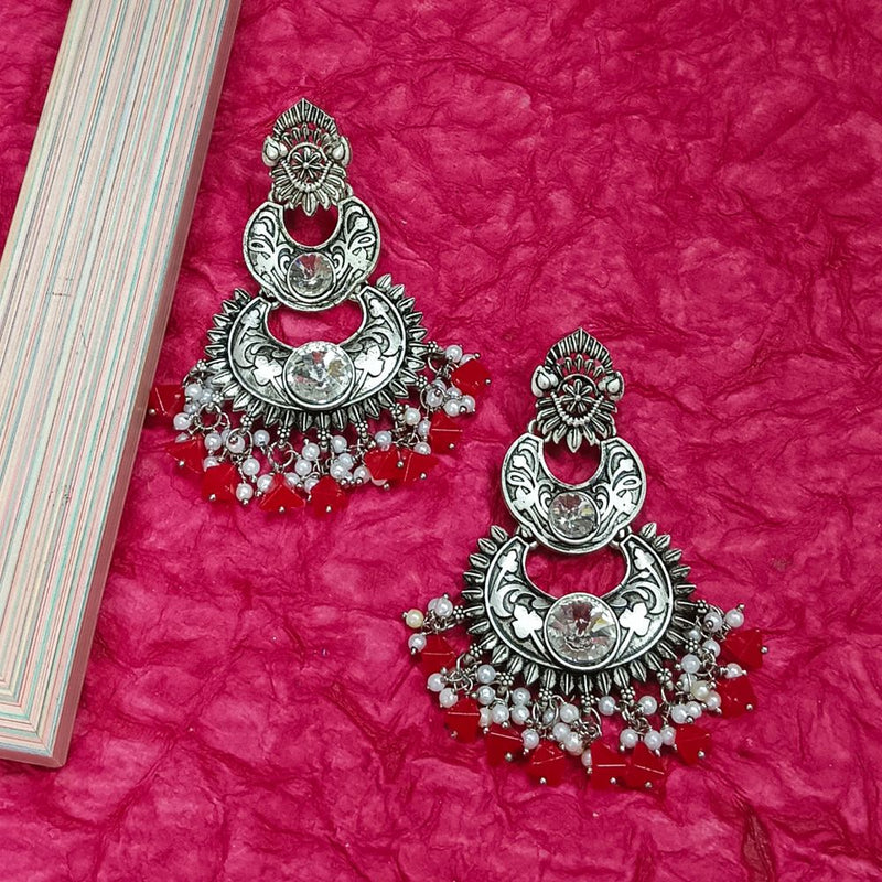 Darshana Jewels Crystal Stone Silver Plated Dangler Earrings