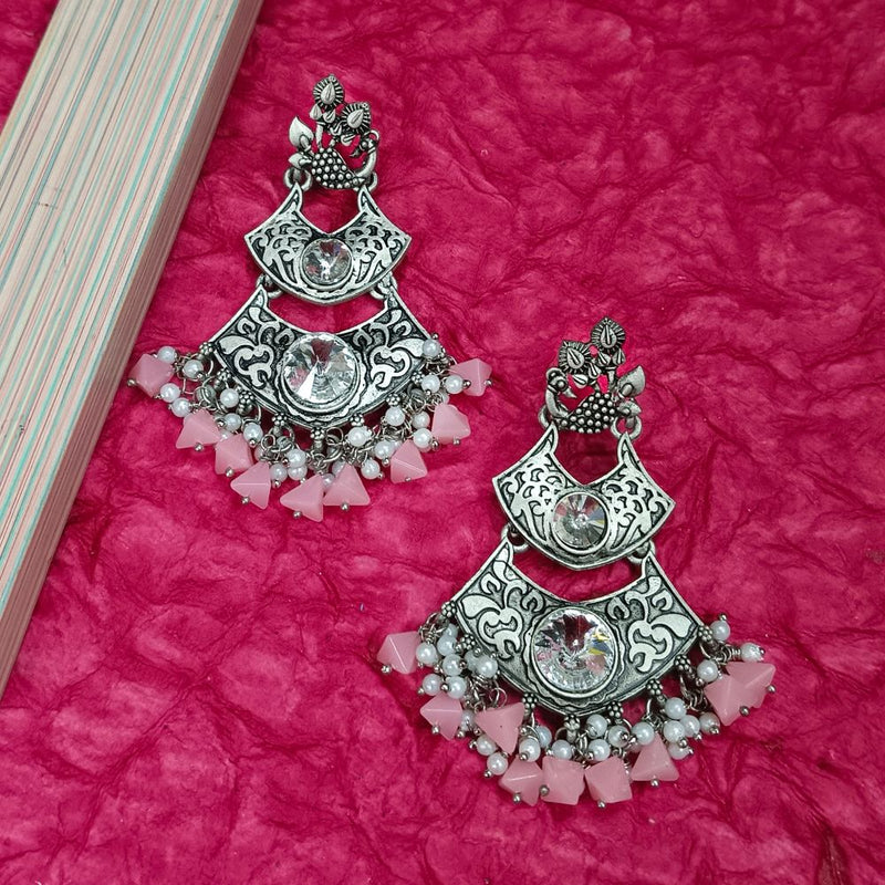 Darshana Jewels Crystal Stone Silver Plated Dangler Earrings