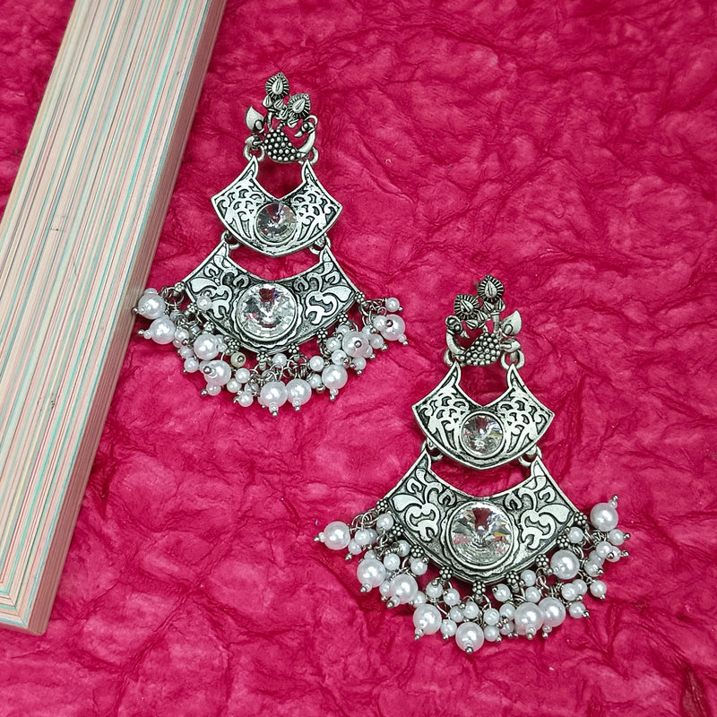 Darshana Jewels Oxidised Plated Crystal Stone Dangler Earrings