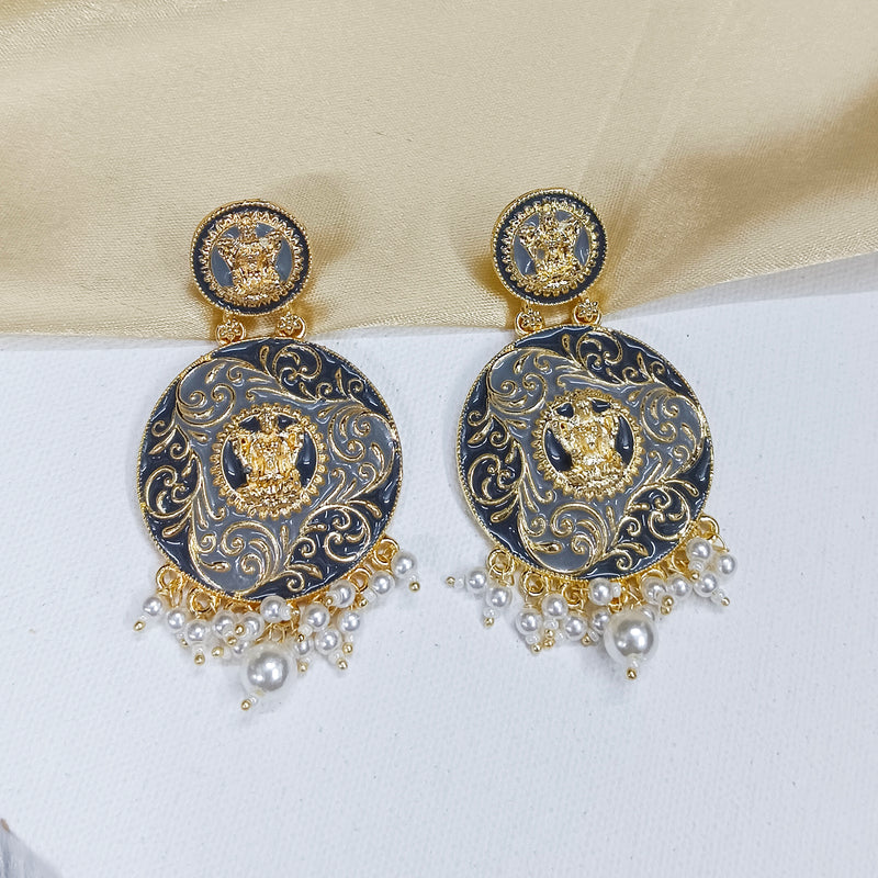 Darshana Jewels Gold Plated Meenakari Dangler Earrings