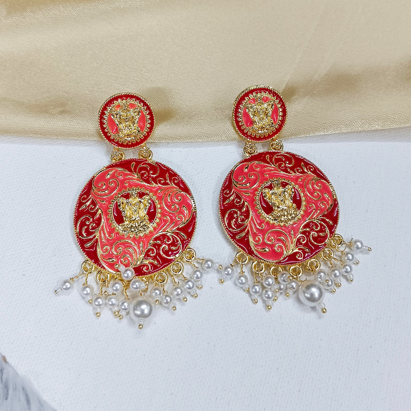 Darshana Jewels Gold Plated Meenakari Dangler Earrings