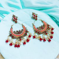 Darshana Jewels Gold Plated Crystal Stone And Pearls Dangler Earrings