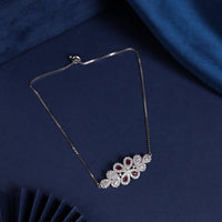 AllWell Jewellery Sparkling American Diamond Ruby Bloom 925 Sterling Silver Bracelet