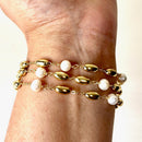 Jewel Treatzz Adorable Everyday Wear 3 Line Gold Plated & Gold Beads Fashion Bracelet    