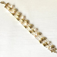 Jewel Treatzz Adorable Everyday Wear 3 Line Gold Plated & Gold Beads Fashion Bracelet