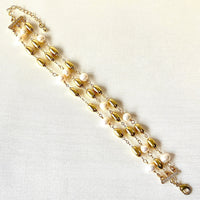 Jewel Treatzz Adorable Everyday Wear 3 Line Gold Plated & Gold Beads Fashion Bracelet